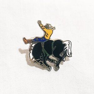 Bucking Bronco Riding Rodeo Cowboy Lapel Pin 3/4" Metal Enamel Vintage